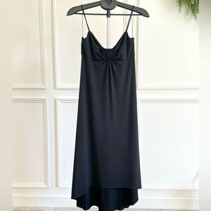 Elegant Black Midi Slip Spaghetti Strap Dress